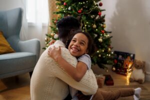 parent and child at Christmas