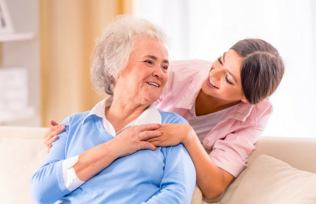 Elderly mother with daughter